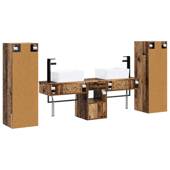 Set de mobilier pentru baie 5 buc. Lemn vechi WALTI