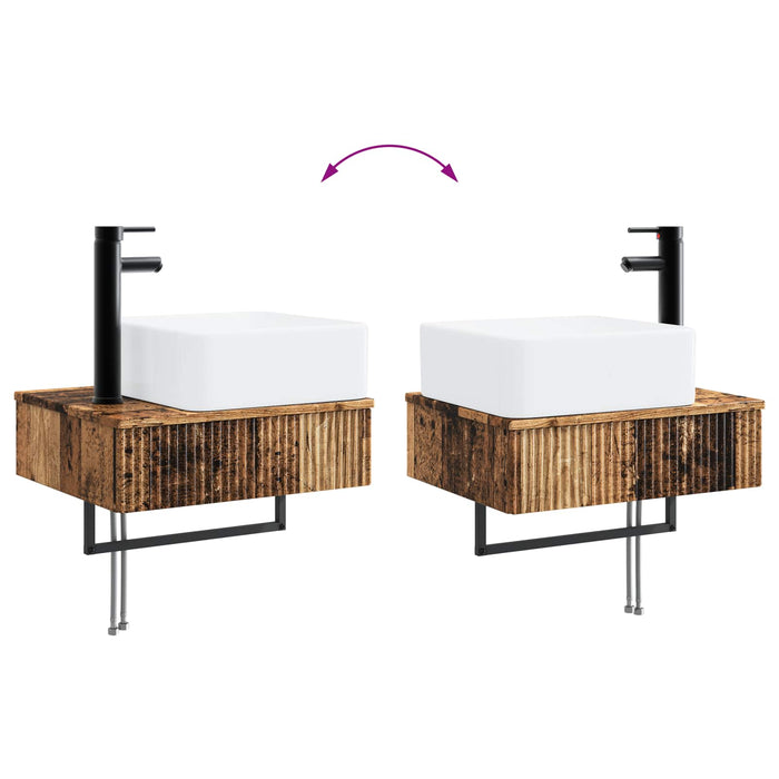 Set de mobilier pentru baie 5 buc. Lemn vechi WALTI