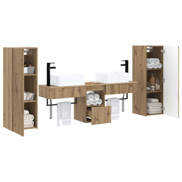 Set de mobilier pentru baie 5 buc. Stejar Artizanal WALTI