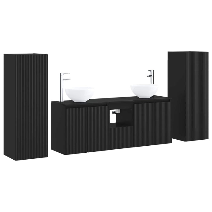 Set de mobilier pentru baie 5 buc. Negru 33 x 34,5 x 100 cm WALTI