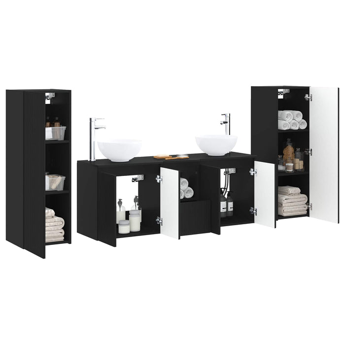 Set de mobilier pentru baie 5 buc. Negru 33 x 34,5 x 100 cm WALTI