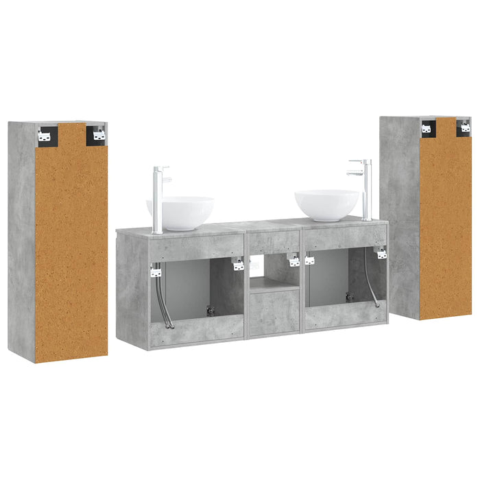 Set de mobilier pentru baie 5 buc. Gri Beton 33 x 34,5 x 100 cm WALTI