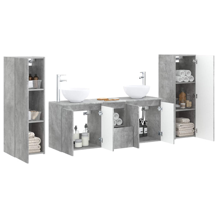 Set de mobilier pentru baie 5 buc. Gri Beton 33 x 34,5 x 100 cm WALTI