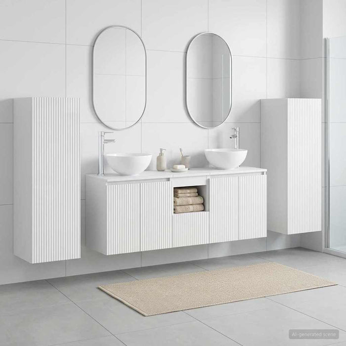 Set de mobilier pentru baie 5 buc. Alb foarte lucios WALTI