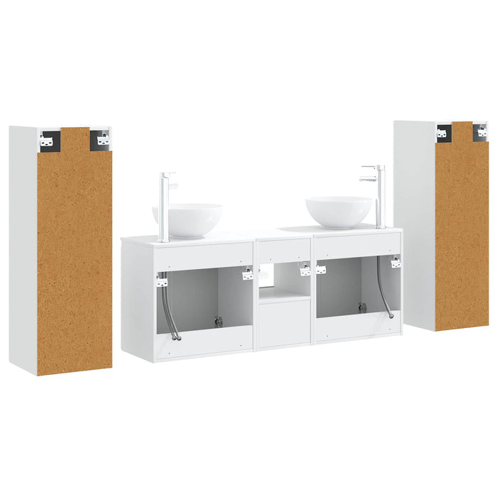Set de mobilier pentru baie 5 buc. Alb foarte lucios WALTI