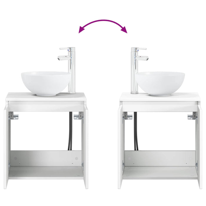 Set de mobilier pentru baie 5 buc. Alb foarte lucios WALTI