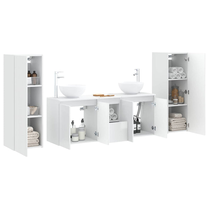 Set de mobilier pentru baie 5 buc. Alb foarte lucios WALTI