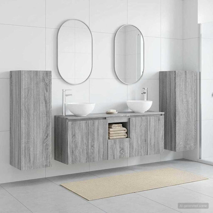 Set de mobilier pentru baie 5 buc. Sonoma gri WALTI