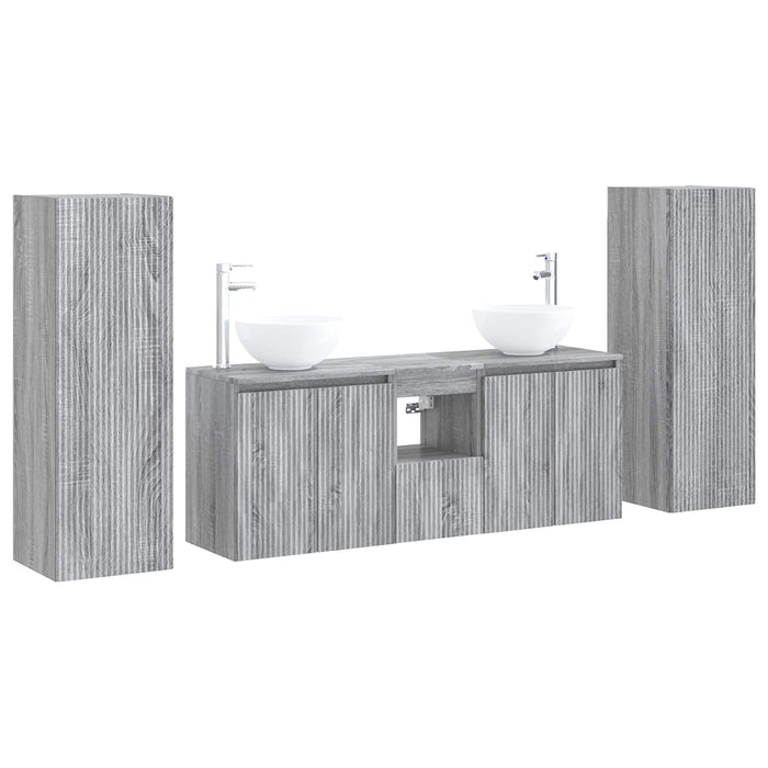Set de mobilier pentru baie 5 buc. Sonoma gri WALTI