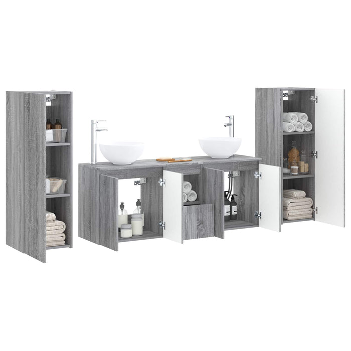 Set de mobilier pentru baie 5 buc. Sonoma gri WALTI