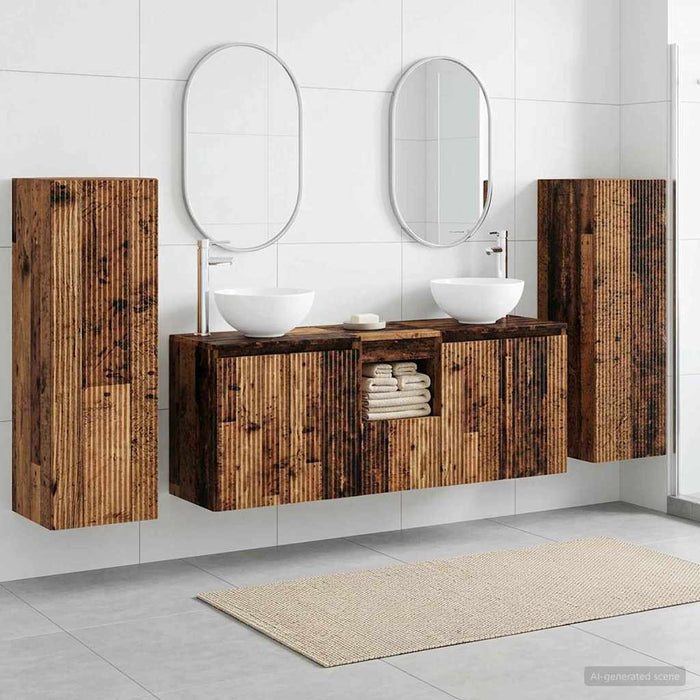 Set de mobilier pentru baie 5 buc. Lemn vechi WALTI