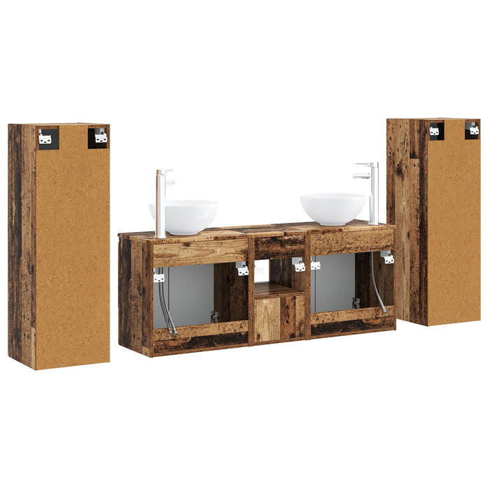 Set de mobilier pentru baie 5 buc. Lemn vechi WALTI