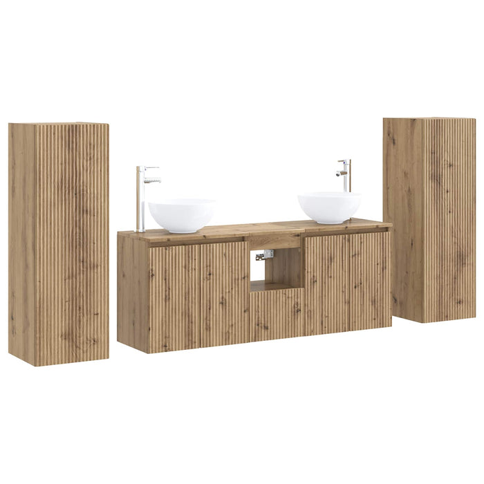 Set de mobilier pentru baie 5 buc. Stejar Artizanal WALTI