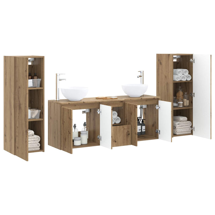 Set de mobilier pentru baie 5 buc. Stejar Artizanal WALTI