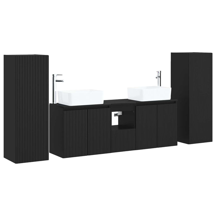 Set de mobilier pentru baie 5 buc. Negru 33 x 34,5 x 100 cm WALTI