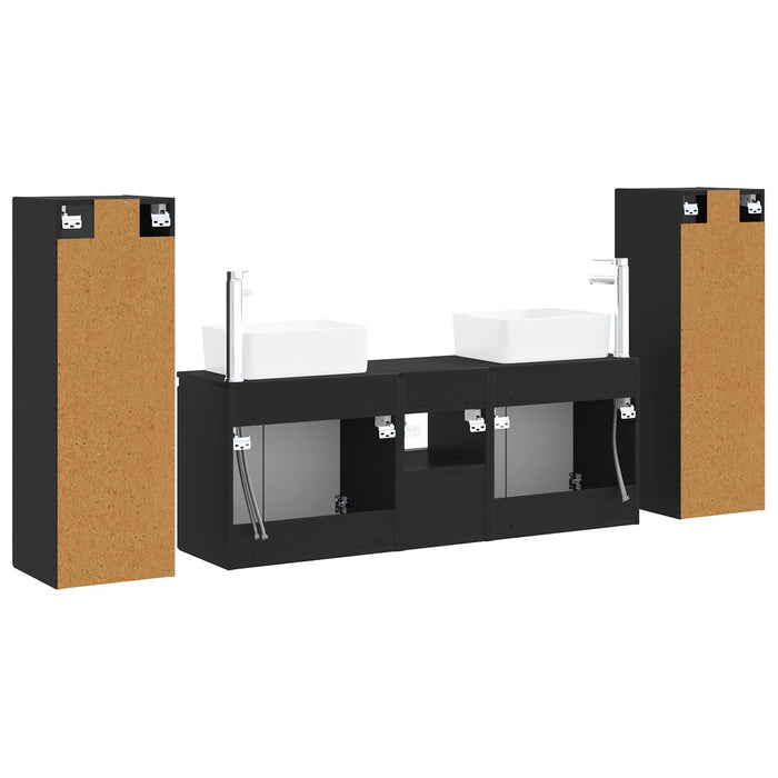 Set de mobilier pentru baie 5 buc. Negru 33 x 34,5 x 100 cm WALTI