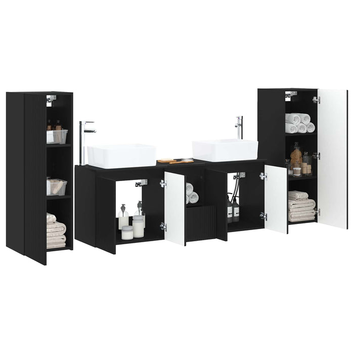 Set de mobilier pentru baie 5 buc. Negru 33 x 34,5 x 100 cm WALTI