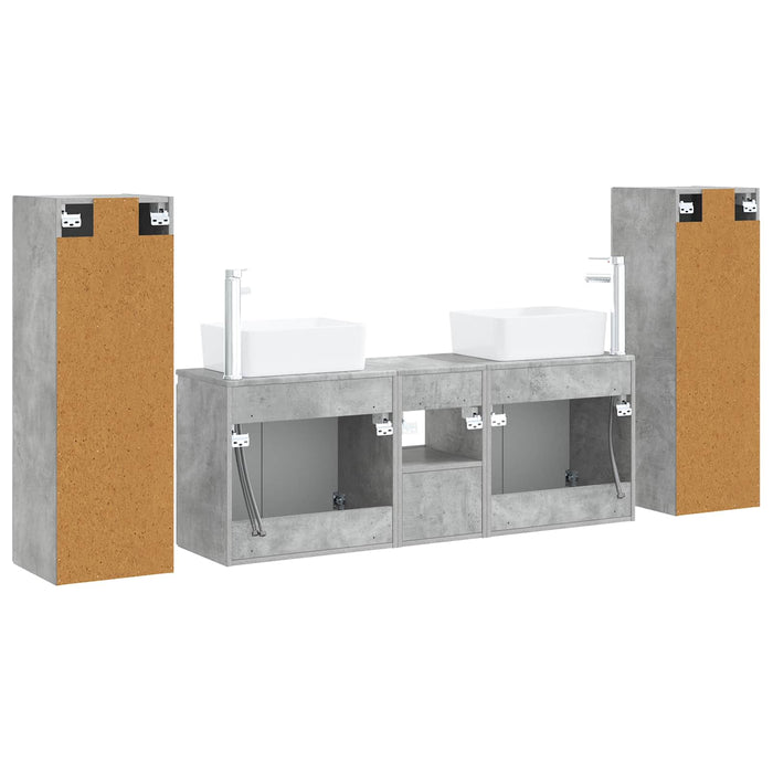 Set de mobilier pentru baie 5 buc. Gri Beton 33 x 34,5 x 100 cm WALTI
