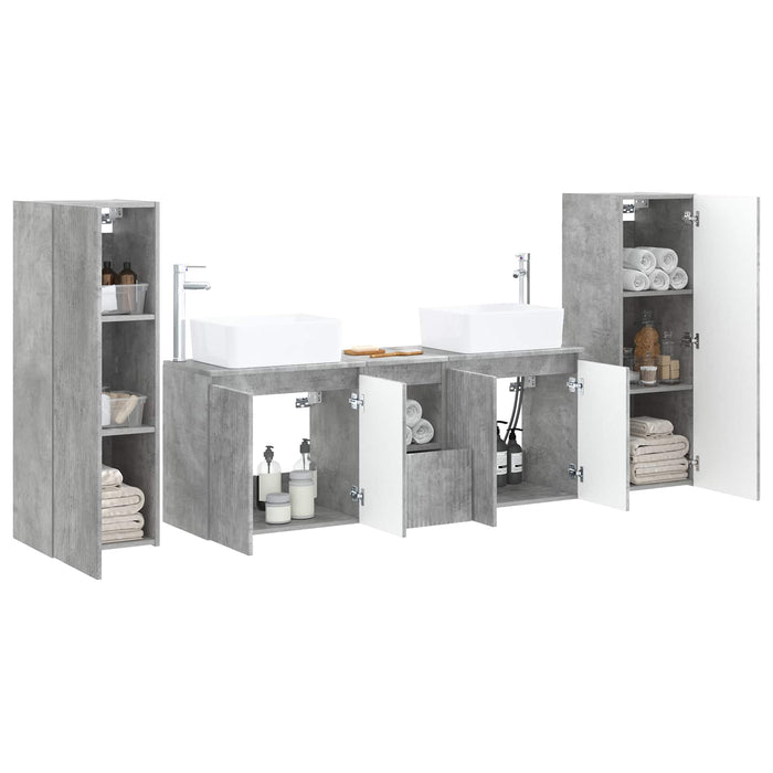Set de mobilier pentru baie 5 buc. Gri Beton 33 x 34,5 x 100 cm WALTI