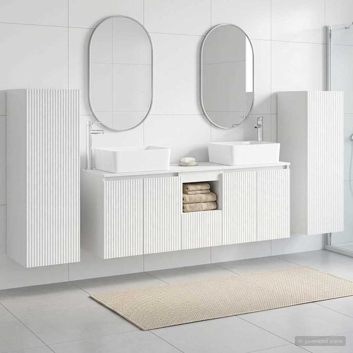 Set de mobilier pentru baie 5 buc. Alb foarte lucios WALTI
