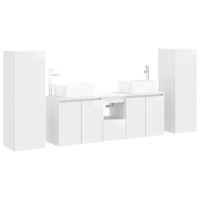 Set de mobilier pentru baie 5 buc. Alb foarte lucios WALTI