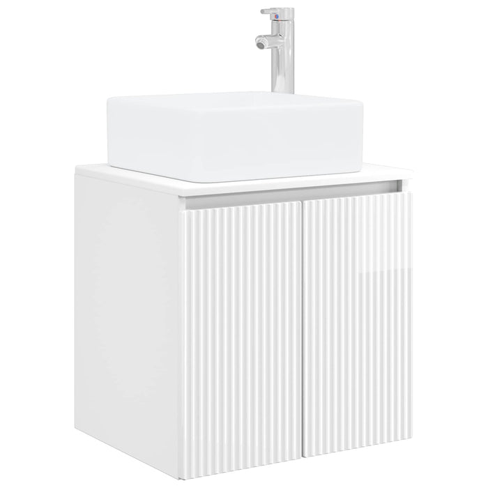 Set de mobilier pentru baie 5 buc. Alb foarte lucios WALTI