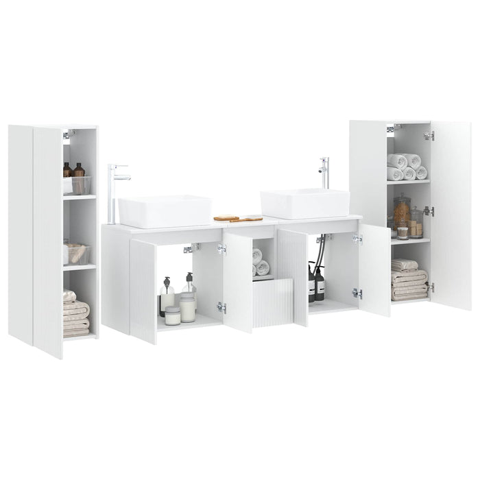 Set de mobilier pentru baie 5 buc. Alb foarte lucios WALTI