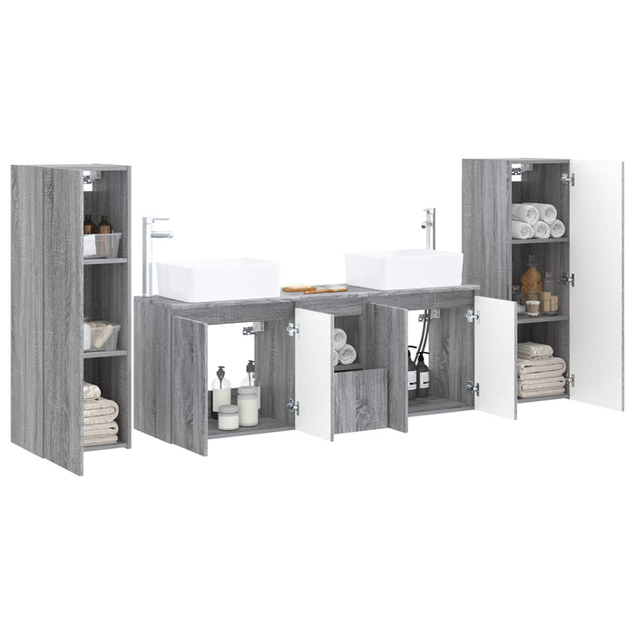 Set de mobilier pentru baie 5 buc. Sonoma gri WALTI
