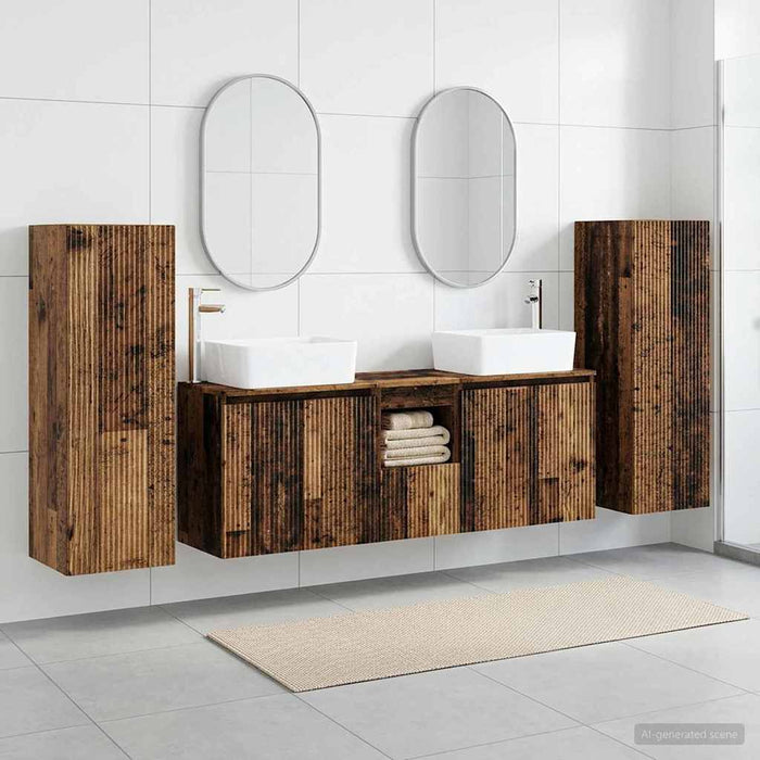 Set de mobilier pentru baie 5 buc. Lemn vechi WALTI