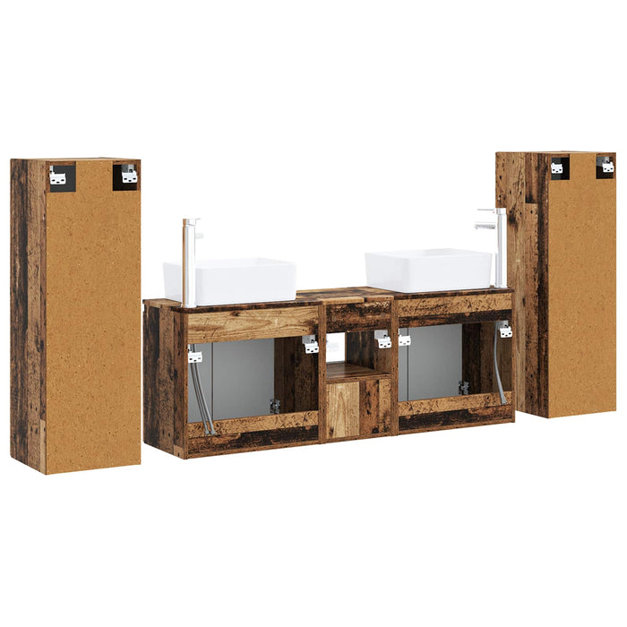 Set de mobilier pentru baie 5 buc. Lemn vechi WALTI
