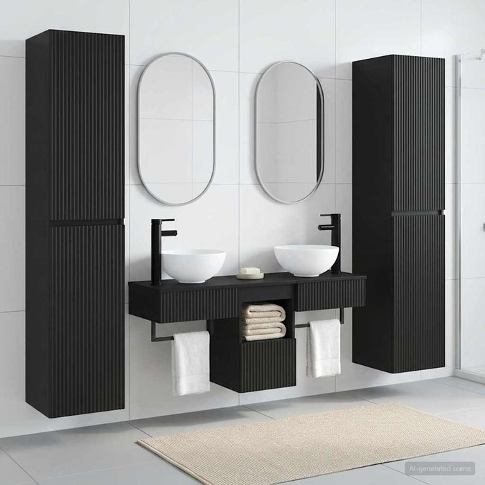 Set de mobilier pentru baie 5 buc. Negru 33 x 34,5 x 160 cm WALTI