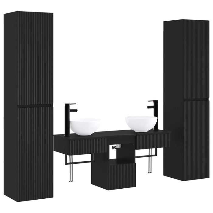 Set de mobilier pentru baie 5 buc. Negru 33 x 34,5 x 160 cm WALTI