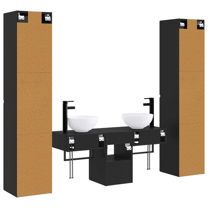 Set de mobilier pentru baie 5 buc. Negru 33 x 34,5 x 160 cm WALTI