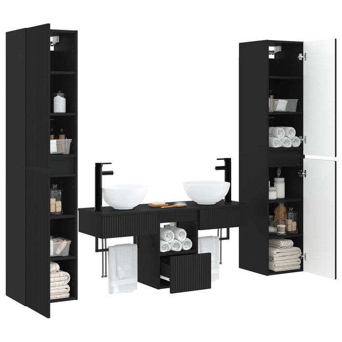Set de mobilier pentru baie 5 buc. Negru 33 x 34,5 x 160 cm WALTI