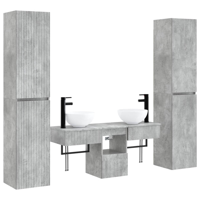 Set de mobilier pentru baie 5 buc. Gri Beton 33 x 34,5 x 160 cm WALTI