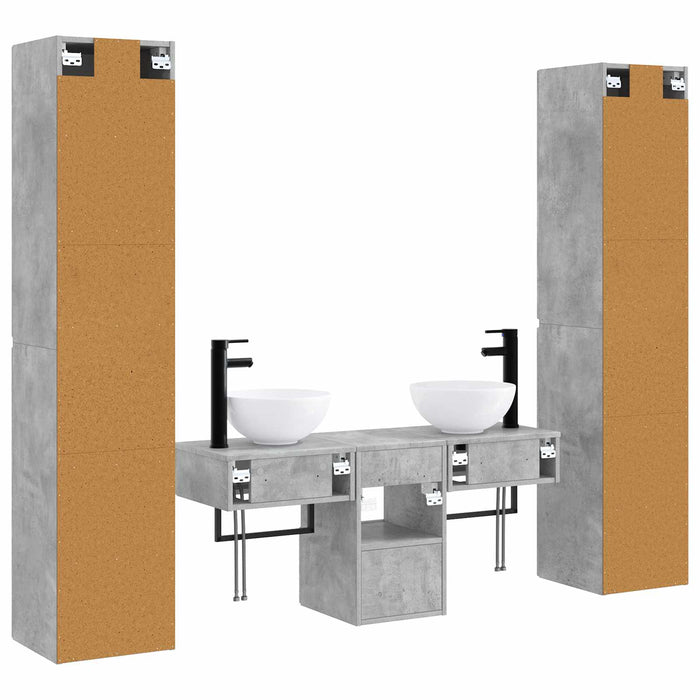 Set de mobilier pentru baie 5 buc. Gri Beton 33 x 34,5 x 160 cm WALTI