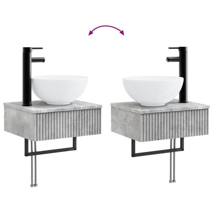 Set de mobilier pentru baie 5 buc. Gri Beton 33 x 34,5 x 160 cm WALTI