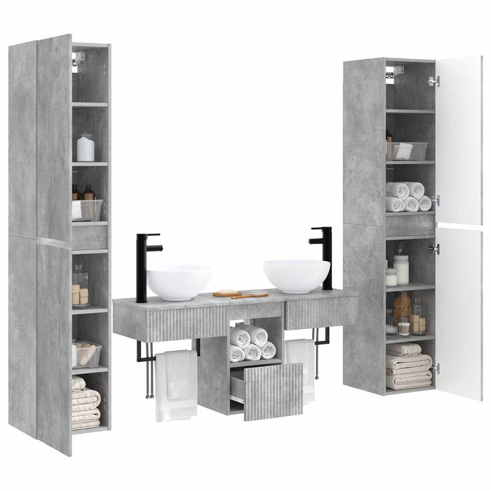Set de mobilier pentru baie 5 buc. Gri Beton 33 x 34,5 x 160 cm WALTI
