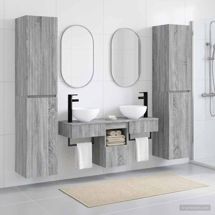 Set de mobilier pentru baie 5 buc. Sonoma gri WALTI
