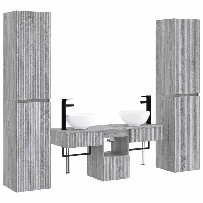 Set de mobilier pentru baie 5 buc. Sonoma gri WALTI