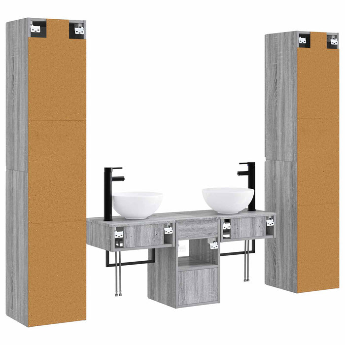 Set de mobilier pentru baie 5 buc. Sonoma gri WALTI