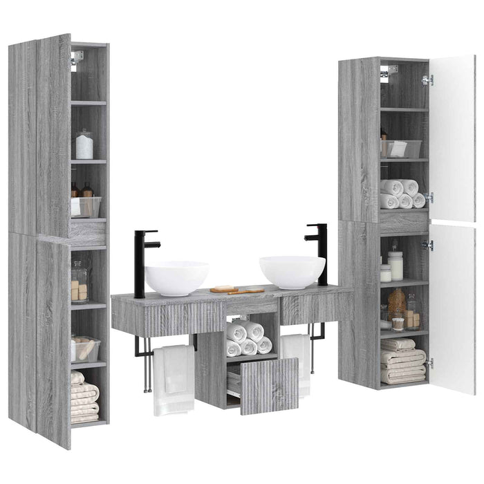Set de mobilier pentru baie 5 buc. Sonoma gri WALTI