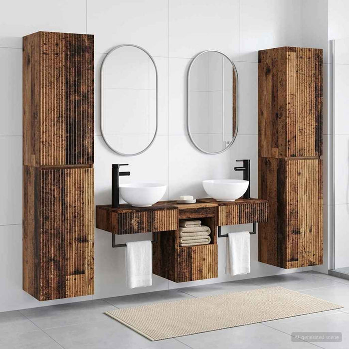Set de mobilier pentru baie 5 buc. Lemn vechi WALTI