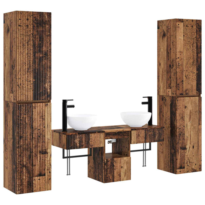 Set de mobilier pentru baie 5 buc. Lemn vechi WALTI