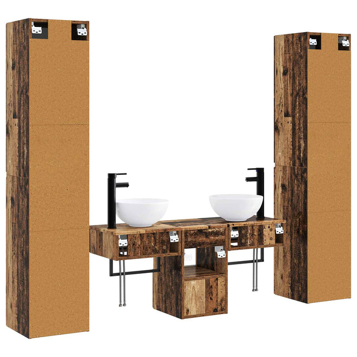 Set de mobilier pentru baie 5 buc. Lemn vechi WALTI