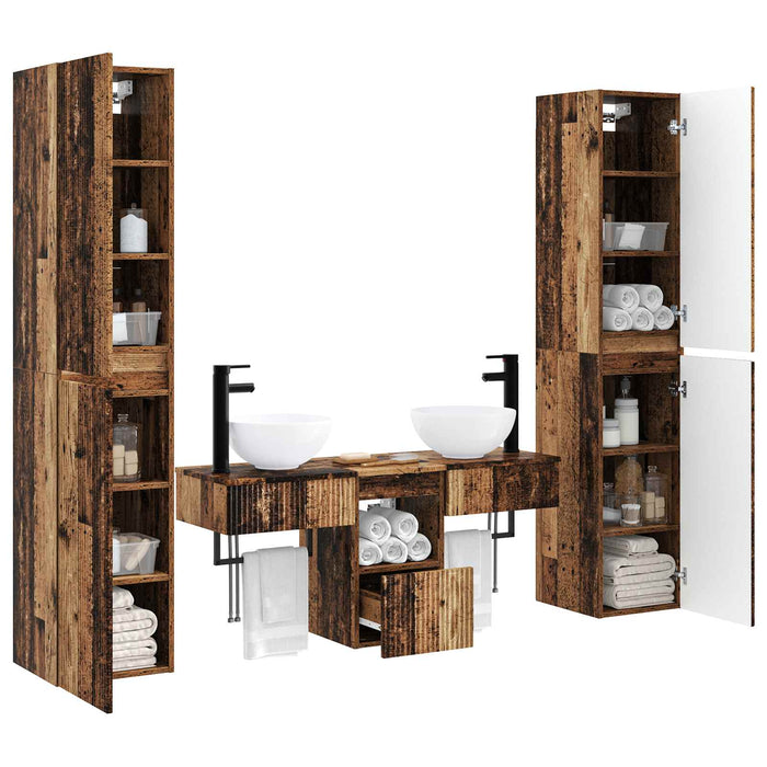 Set de mobilier pentru baie 5 buc. Lemn vechi WALTI