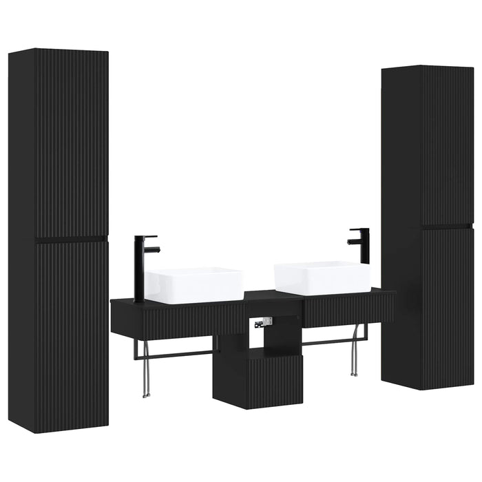 Set de mobilier pentru baie 5 buc. Negru 33 x 34,5 x 160 cm WALTI