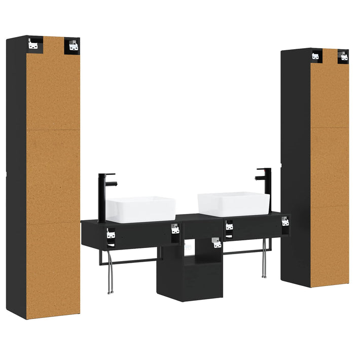 Set de mobilier pentru baie 5 buc. Negru 33 x 34,5 x 160 cm WALTI