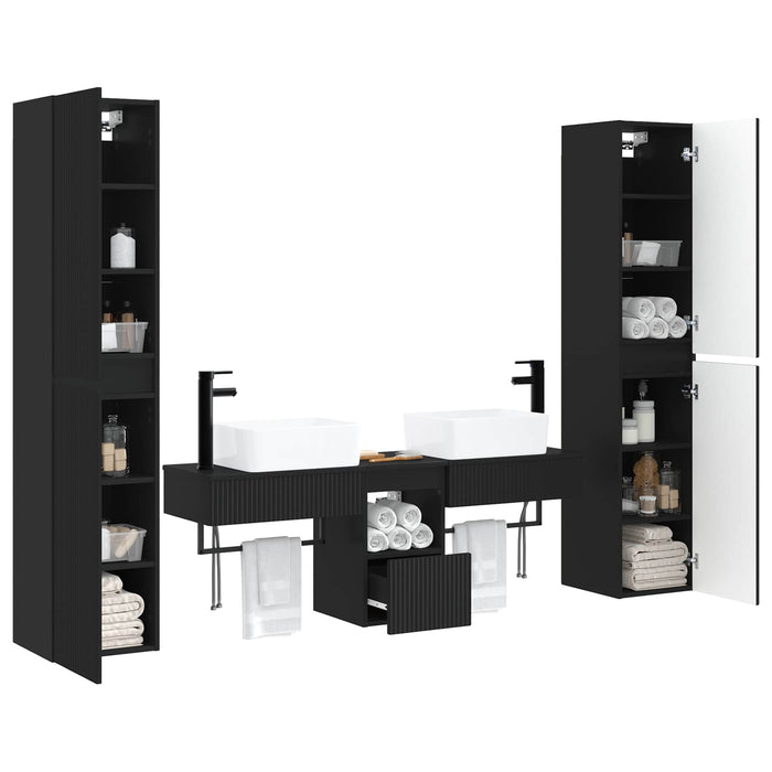 Set de mobilier pentru baie 5 buc. Negru 33 x 34,5 x 160 cm WALTI