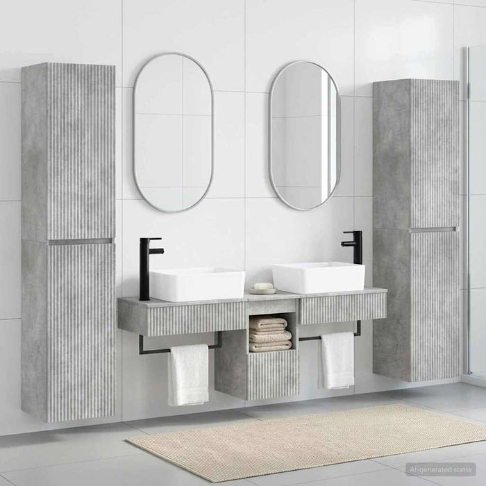 Set de mobilier pentru baie 5 buc. Gri Beton 33 x 34,5 x 160 cm WALTI